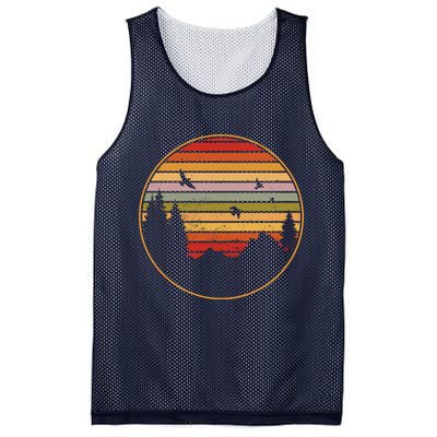 Retro Mountain Nature Sunset Mesh Reversible Basketball Jersey Tank