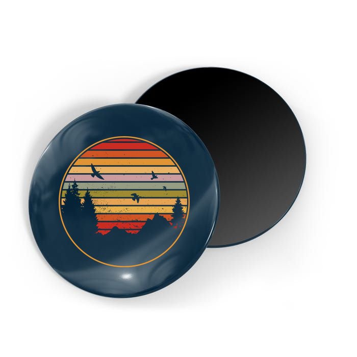 Retro Mountain Nature Sunset Magnet