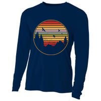 Retro Mountain Nature Sunset Cooling Performance Long Sleeve Crew