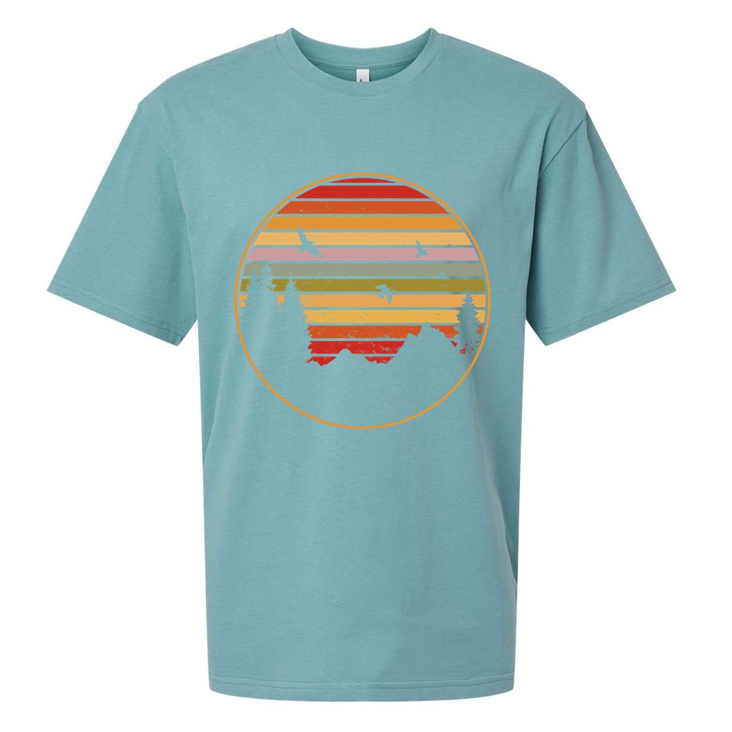 Retro Mountain Nature Sunset Sueded Cloud Jersey T-Shirt