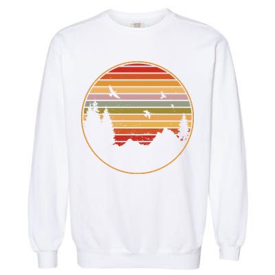 Retro Mountain Nature Sunset Garment-Dyed Sweatshirt