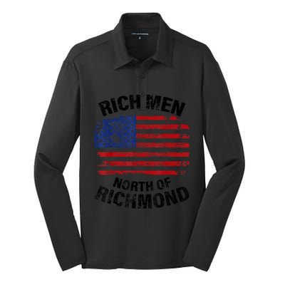 Rich Men North Of Richmond American Flag Silk Touch Performance Long Sleeve Polo