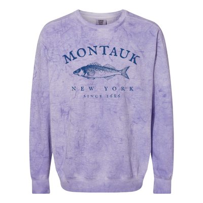 Retro Montauk New York Fishing Colorblast Crewneck Sweatshirt