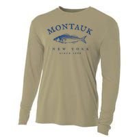 Retro Montauk New York Fishing Cooling Performance Long Sleeve Crew