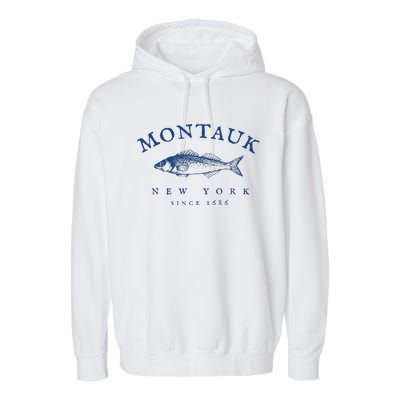 Retro Montauk New York Fishing Garment-Dyed Fleece Hoodie