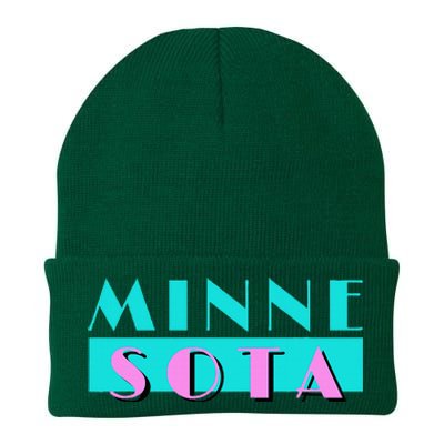 Retro Minnesota Neon Logo Minnesotan Mn State Pride Gift Knit Cap Winter Beanie