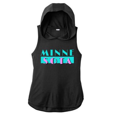 Retro Minnesota Neon Logo Minnesotan Mn State Pride Gift Ladies PosiCharge Tri-Blend Wicking Draft Hoodie Tank