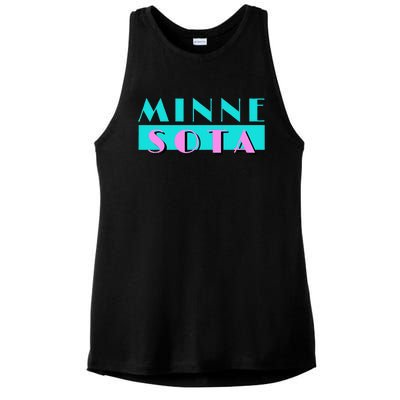 Retro Minnesota Neon Logo Minnesotan Mn State Pride Gift Ladies PosiCharge Tri-Blend Wicking Tank