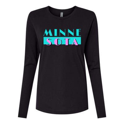 Retro Minnesota Neon Logo Minnesotan Mn State Pride Gift Womens Cotton Relaxed Long Sleeve T-Shirt