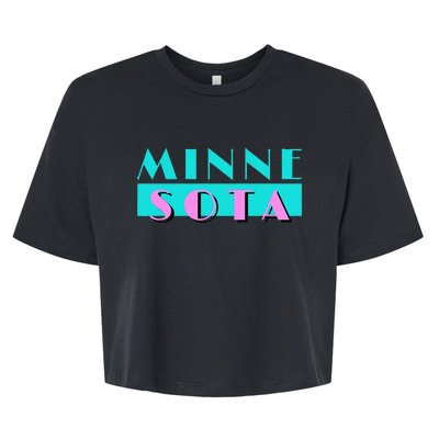 Retro Minnesota Neon Logo Minnesotan Mn State Pride Gift Bella+Canvas Jersey Crop Tee