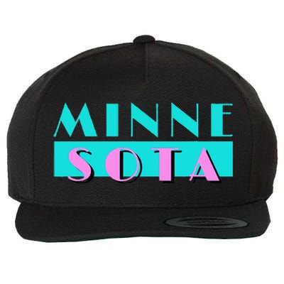 Retro Minnesota Neon Logo Minnesotan Mn State Pride Gift Wool Snapback Cap