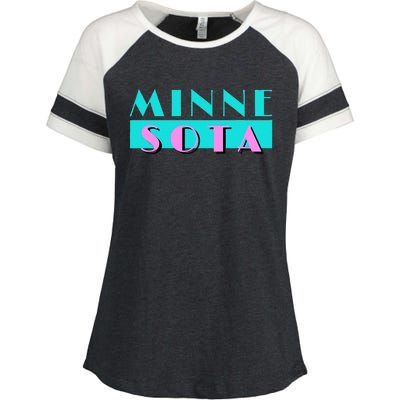 Retro Minnesota Neon Logo Minnesotan Mn State Pride Gift Enza Ladies Jersey Colorblock Tee