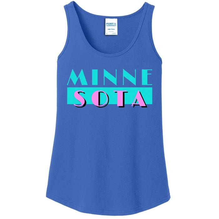 Retro Minnesota Neon Logo Minnesotan Mn State Pride Gift Ladies Essential Tank