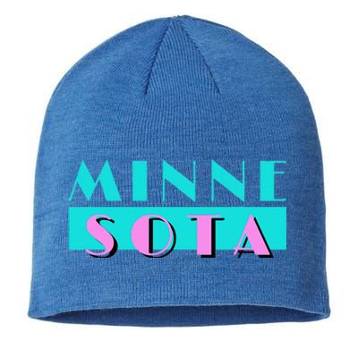 Retro Minnesota Neon Logo Minnesotan Mn State Pride Gift Sustainable Beanie