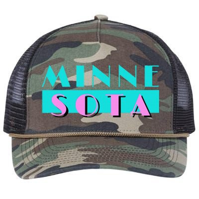 Retro Minnesota Neon Logo Minnesotan Mn State Pride Gift Retro Rope Trucker Hat Cap