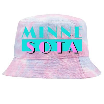 Retro Minnesota Neon Logo Minnesotan Mn State Pride Gift Tie-Dyed Bucket Hat