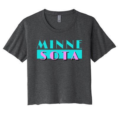 Retro Minnesota Neon Logo Minnesotan Mn State Pride Gift Women's Crop Top Tee