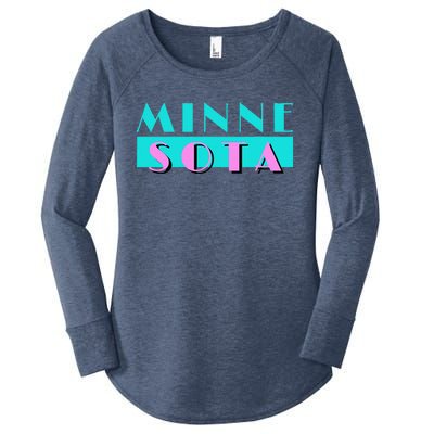 Retro Minnesota Neon Logo Minnesotan Mn State Pride Gift Women's Perfect Tri Tunic Long Sleeve Shirt