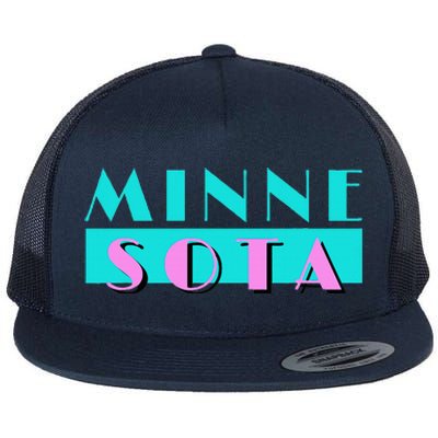 Retro Minnesota Neon Logo Minnesotan Mn State Pride Gift Flat Bill Trucker Hat