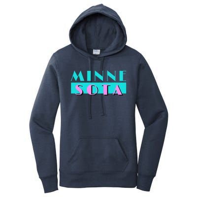 Retro Minnesota Neon Logo Minnesotan Mn State Pride Gift Women's Pullover Hoodie