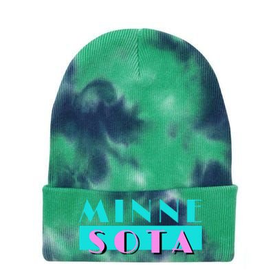 Retro Minnesota Neon Logo Minnesotan Mn State Pride Gift Tie Dye 12in Knit Beanie