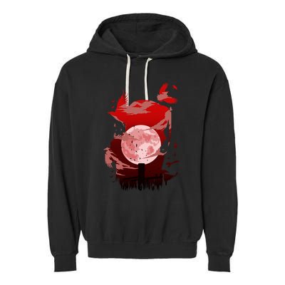 Red Moon Ninja Garment-Dyed Fleece Hoodie