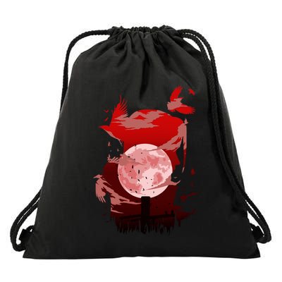 Red Moon Ninja Drawstring Bag