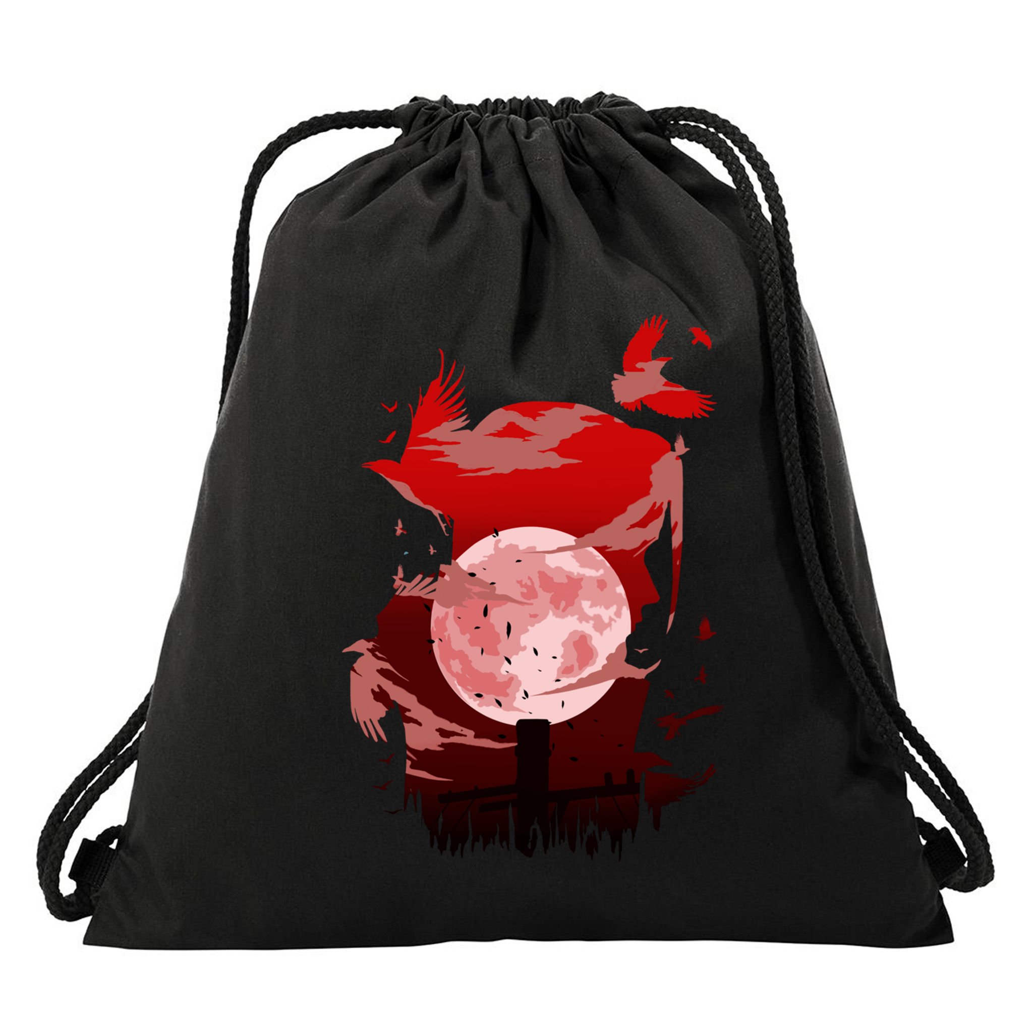 Red Moon Ninja Drawstring Bag