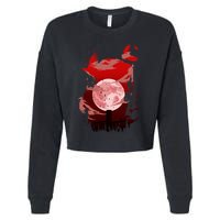 Red Moon Ninja Cropped Pullover Crew