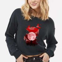 Red Moon Ninja Cropped Pullover Crew