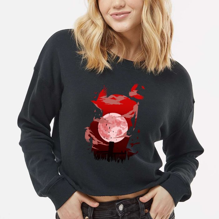 Red Moon Ninja Cropped Pullover Crew