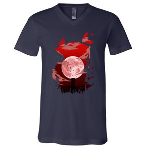 Red Moon Ninja V-Neck T-Shirt