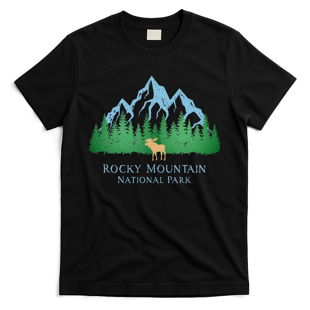 Rocky Mountain National Park Colorado Mountain Trees Moose T-Shirt