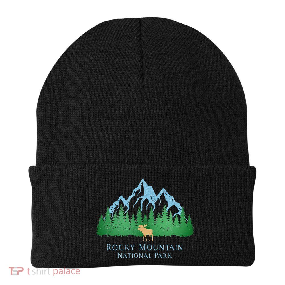 Rocky Mountain National Park Colorado Mountain Trees Moose Beanie