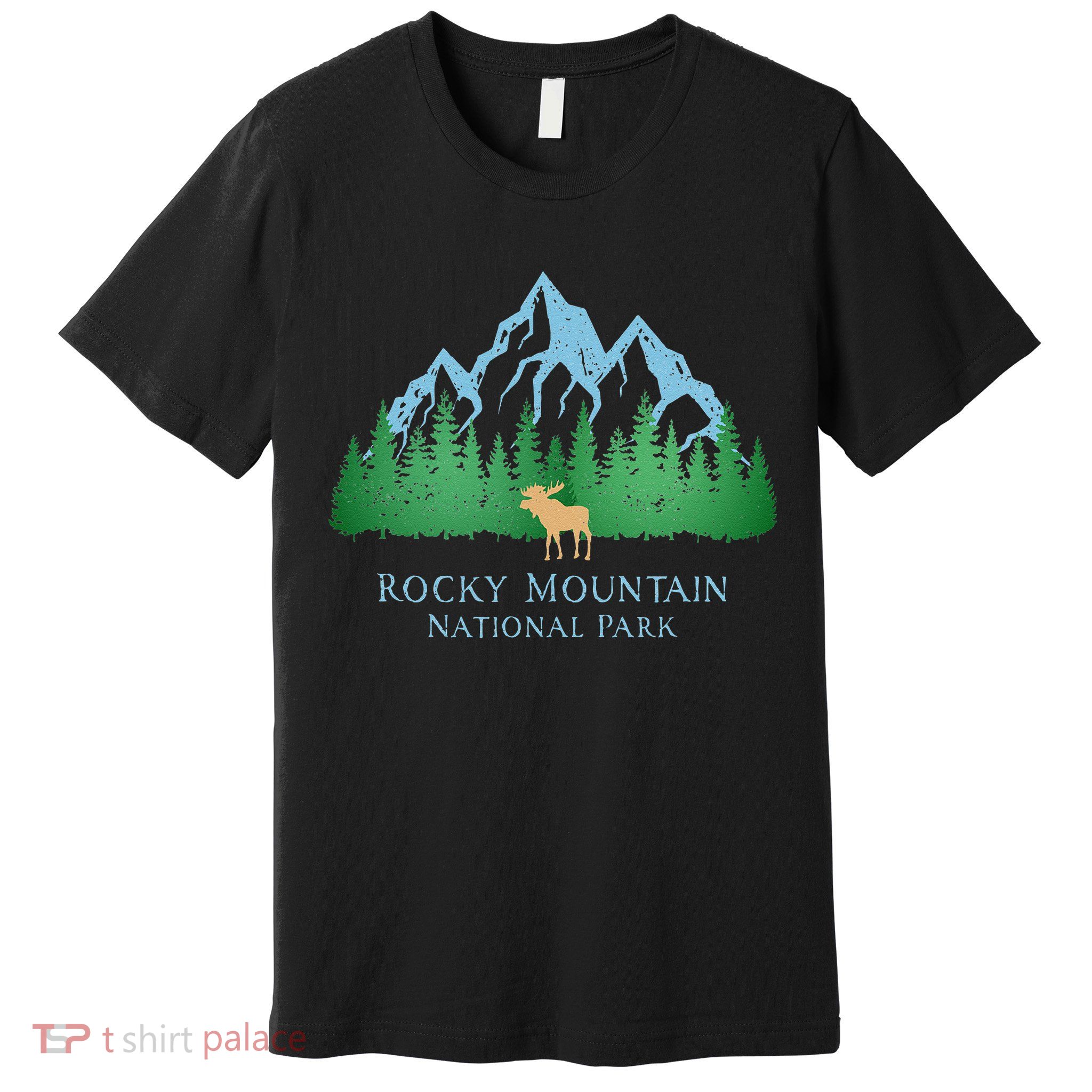 Rocky Mountain National Park Colorado Mountain Trees Moose Premium T-Shirt