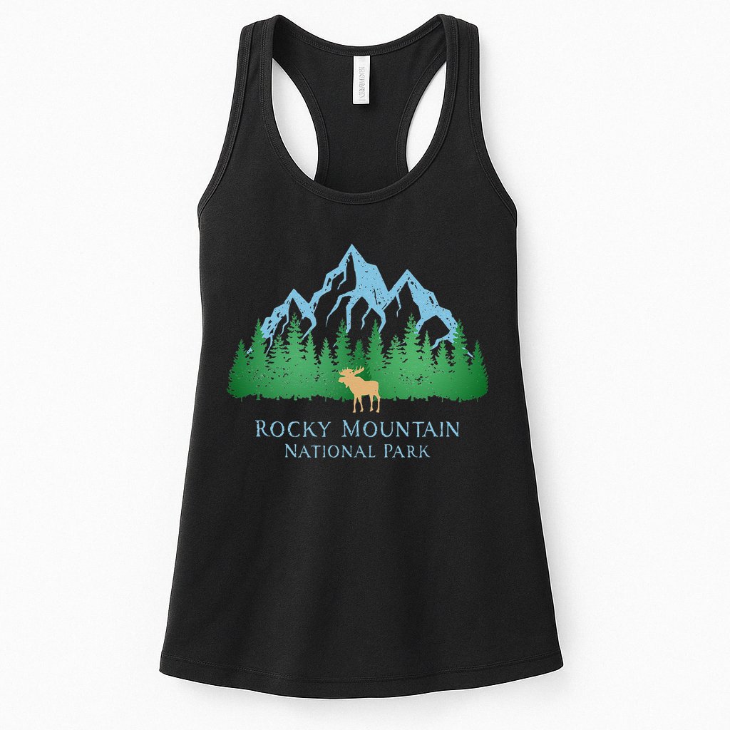 Rocky Mountain National Park Colorado Mountain Trees Moose Womens Tank Top