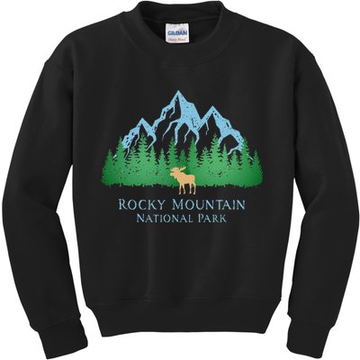 Rocky Mountain National Park Colorado Mountain Trees Moose Kids Sweatshirt