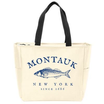 Retro Montauk New York Fishing Zip Tote Bag