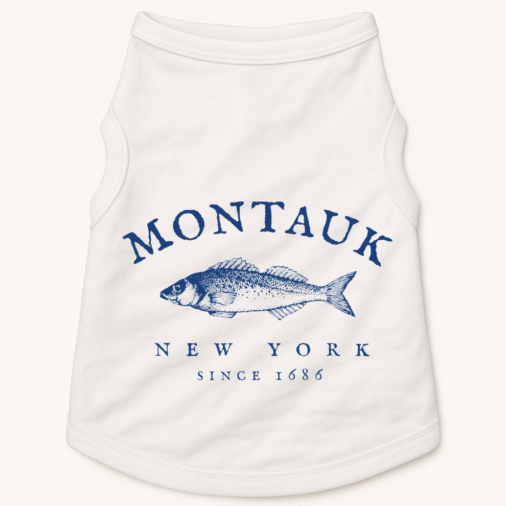 Retro Montauk New York Fishing Doggie Tank