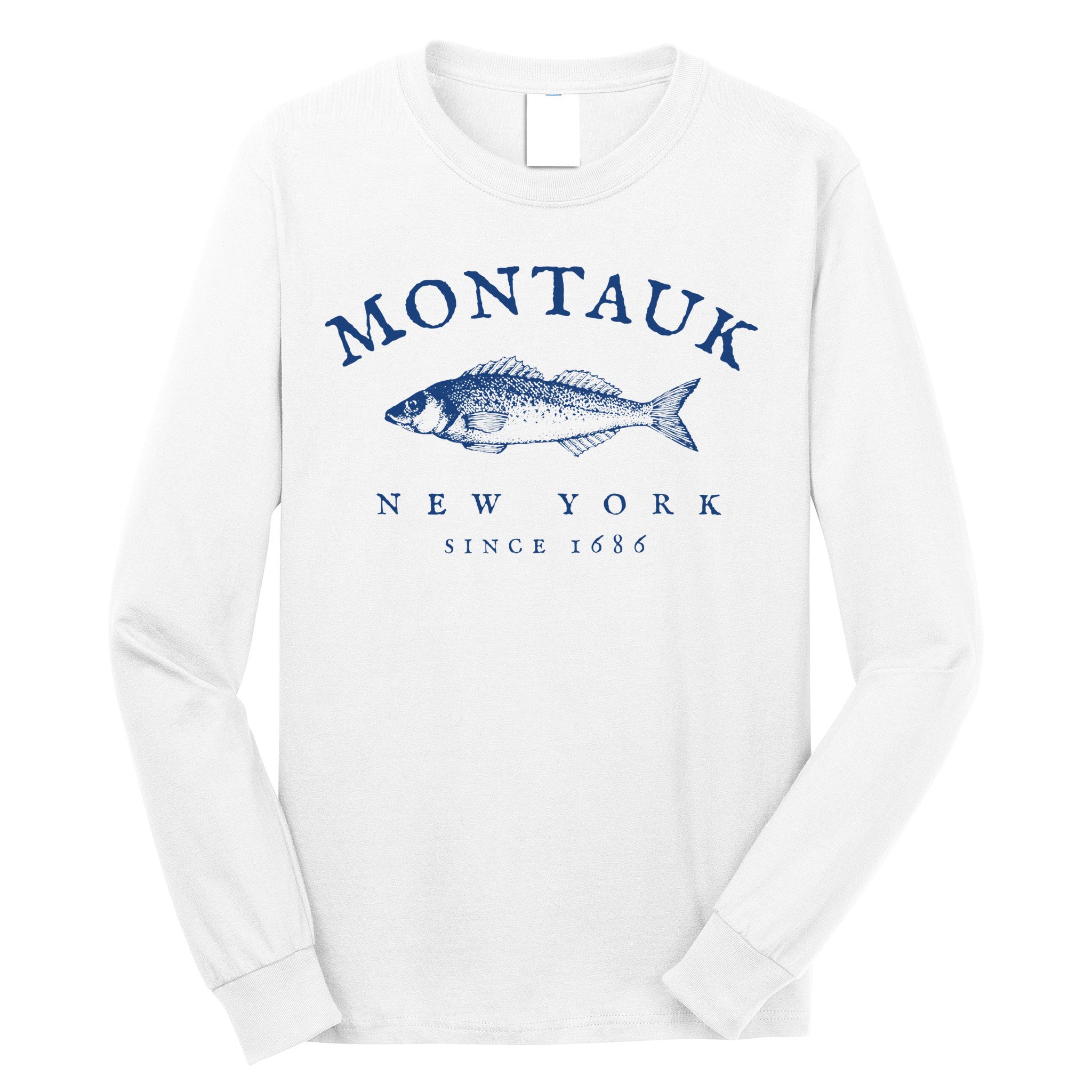 Retro Montauk New York Fishing Long Sleeve Shirt
