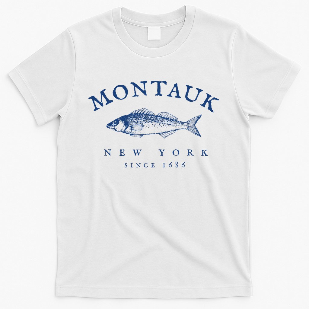 Retro Montauk New York Fishing T-Shirt