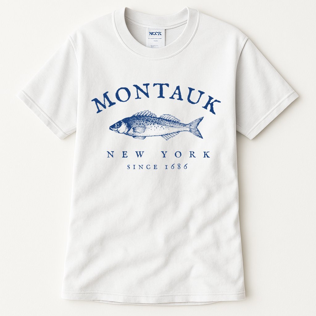 Retro Montauk New York Fishing Tall T-Shirt
