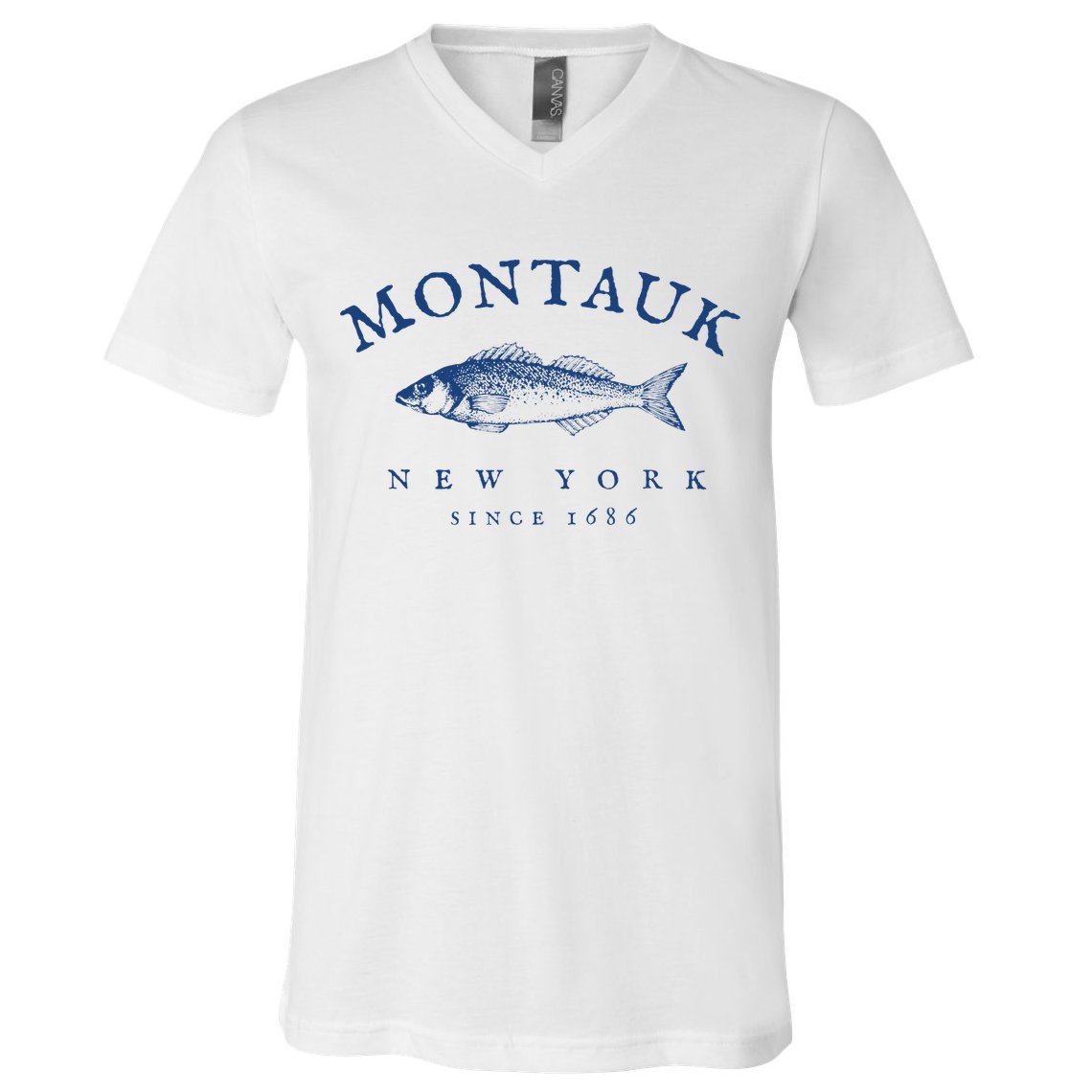 Retro Montauk New York Fishing V-Neck T-Shirt