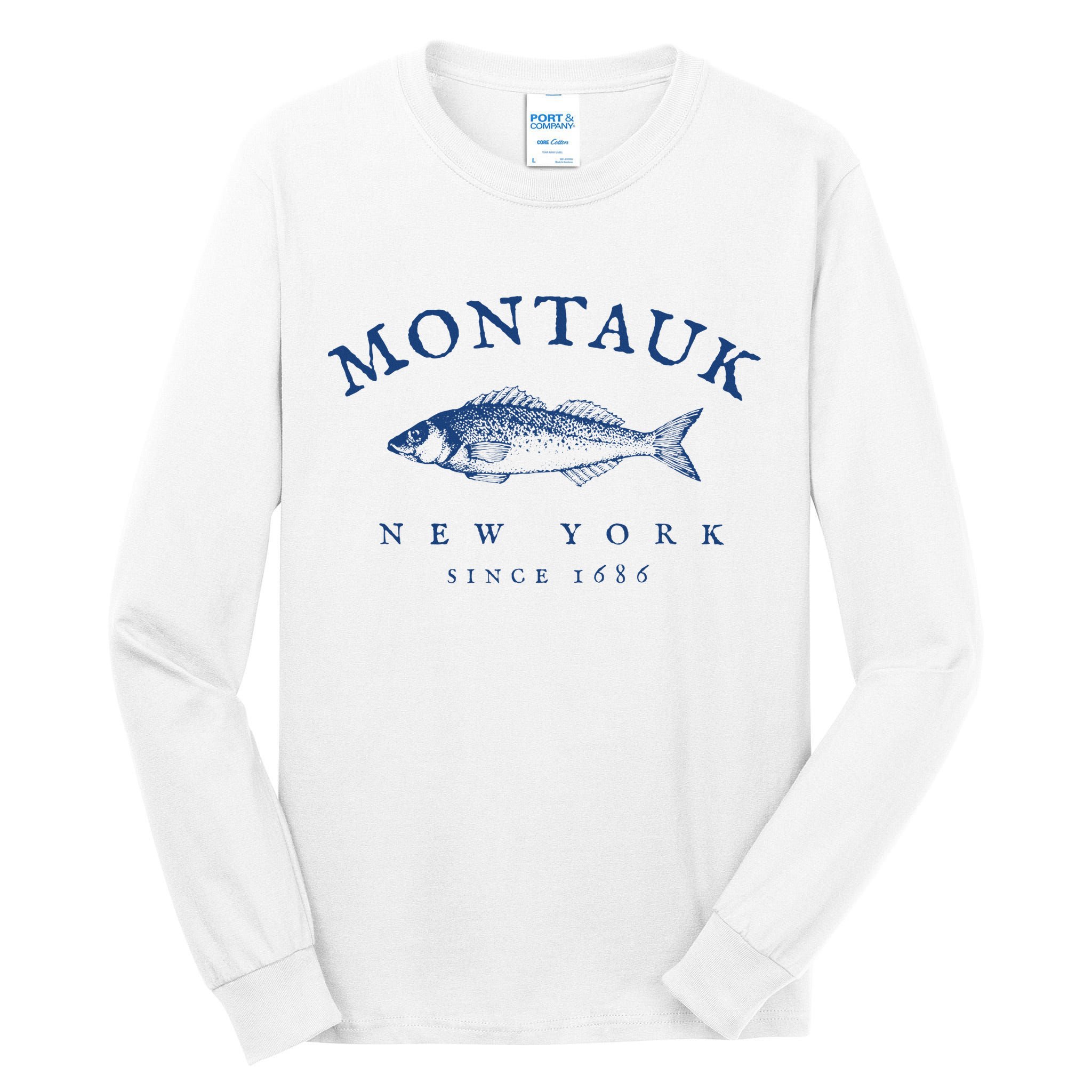 Retro Montauk New York Fishing Tall Long Sleeve T-Shirt