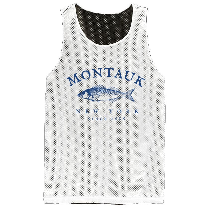 Retro Montauk New York Fishing Mesh Reversible Basketball Jersey Tank
