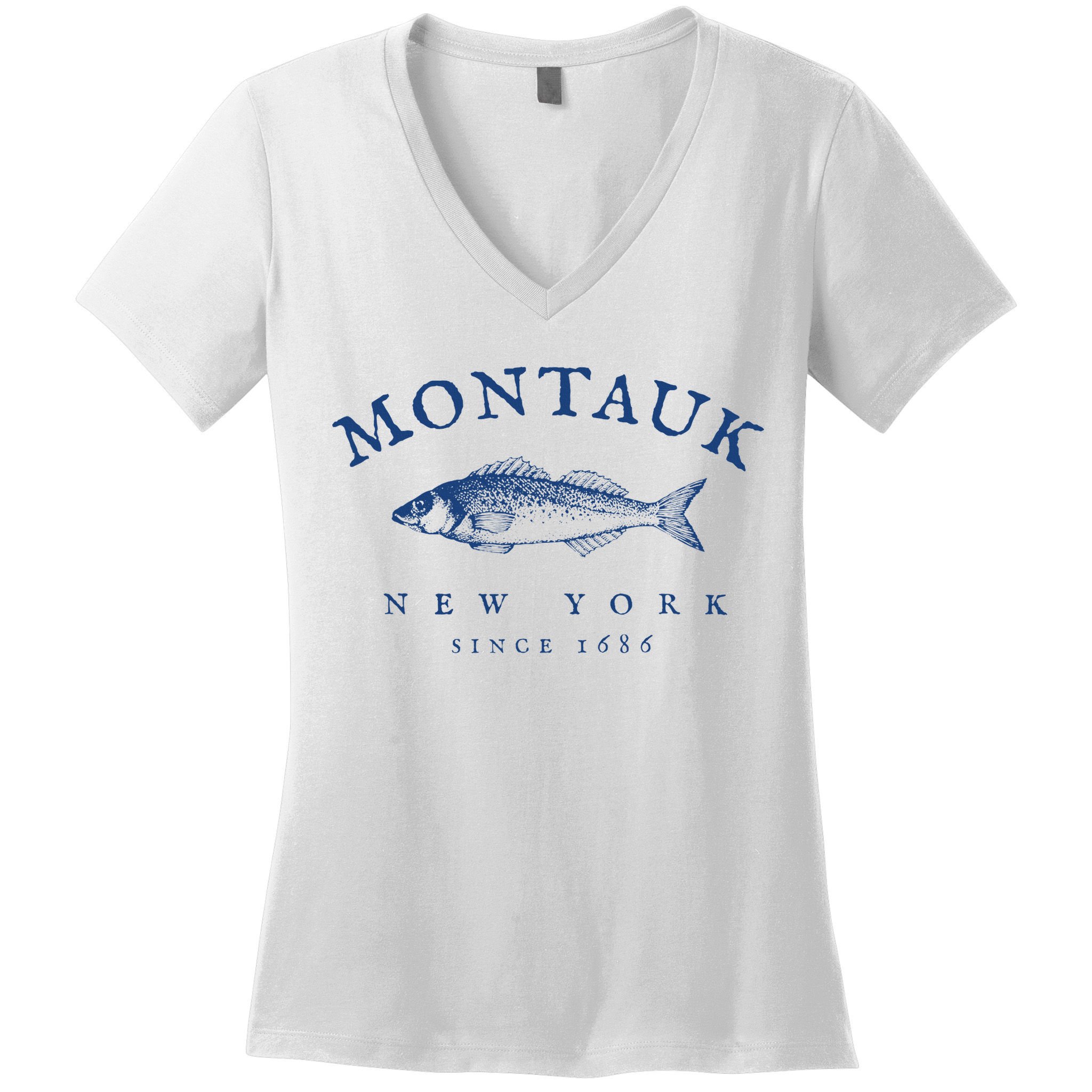 Retro Montauk New York Fishing Women's V-Neck T-Shirt