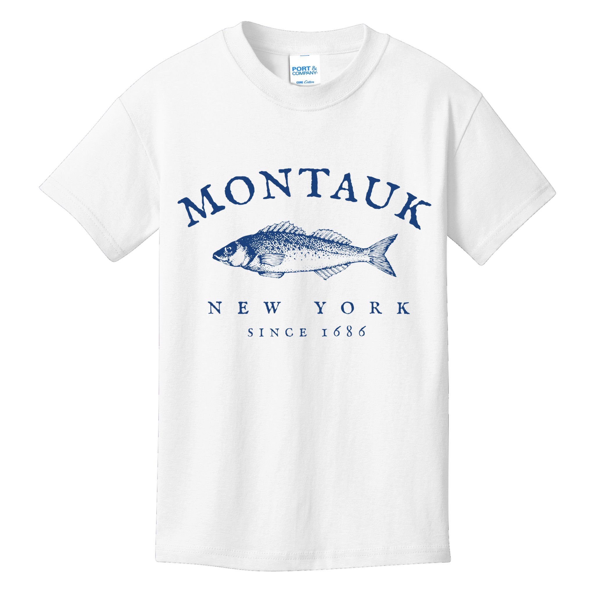 Retro Montauk New York Fishing Kids T-Shirt