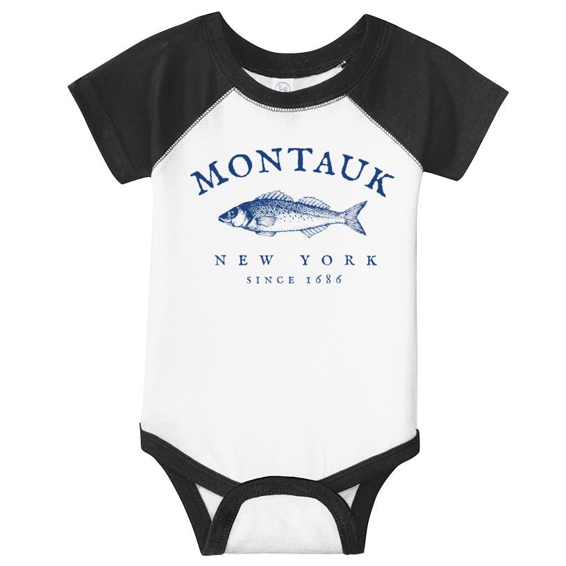 Retro Montauk New York Fishing Infant Baby Jersey Bodysuit