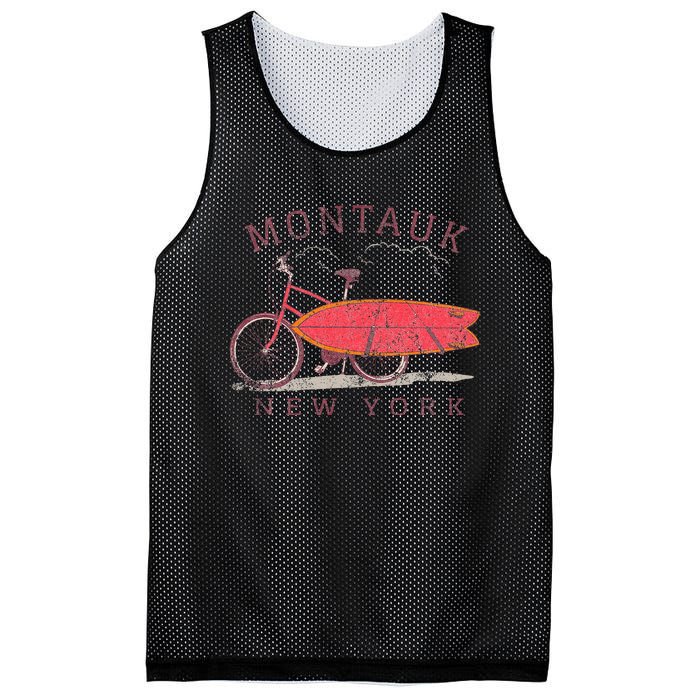 Retro Montauk New York Surfing Fan Surfboard Bicycle Art Mesh Reversible Basketball Jersey Tank