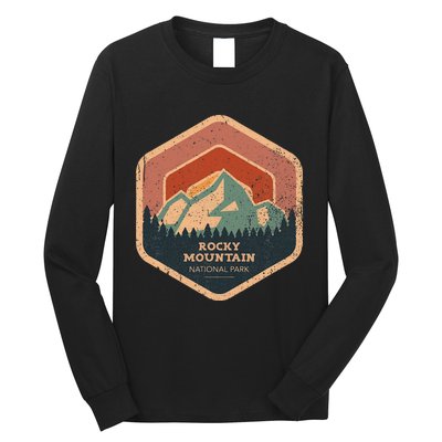 Rocky Mountain National Park Retro Sunset Vintage Long Sleeve Shirt